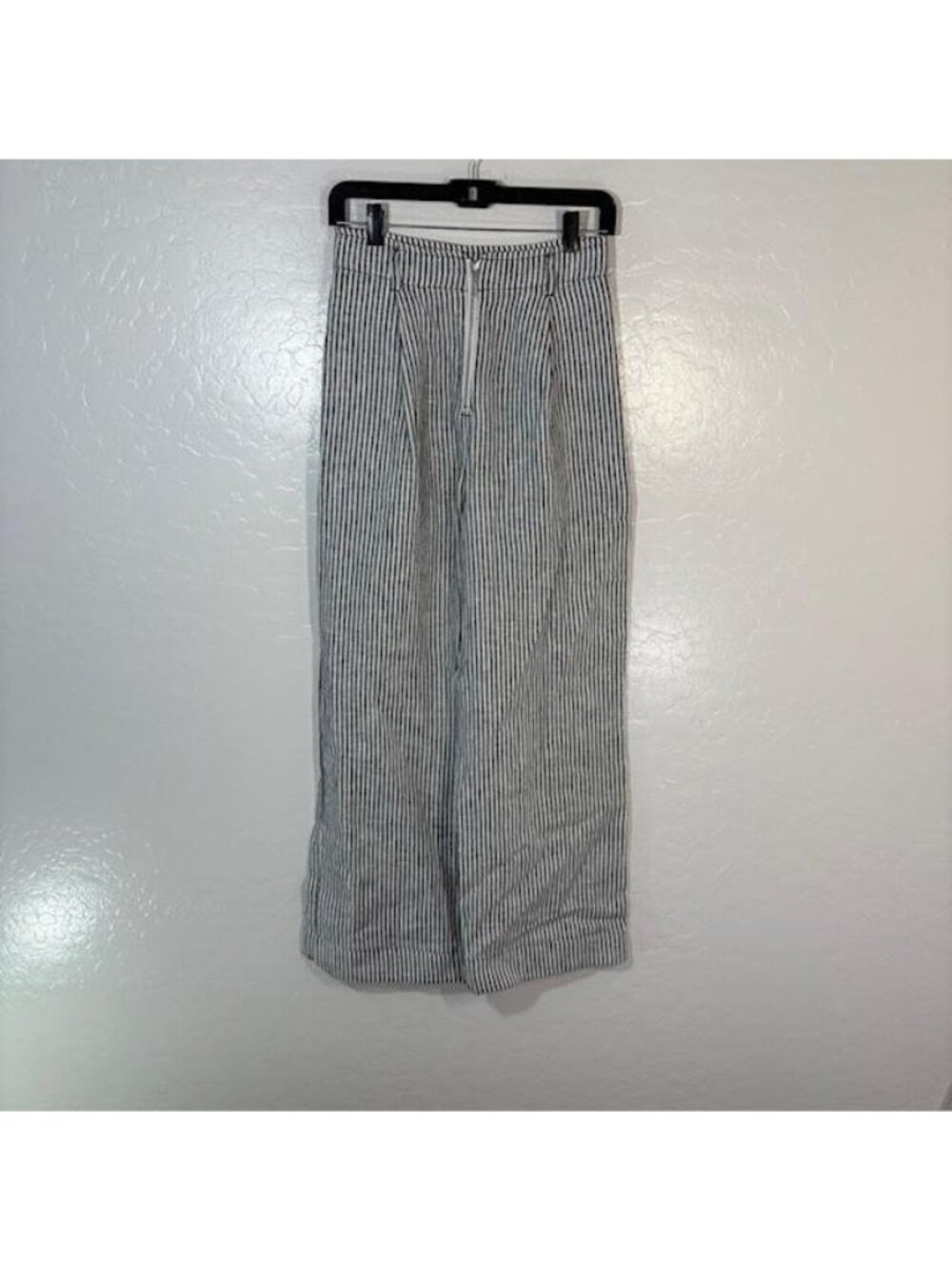 Reformation Pants Womens 4 Black White Striped High Rise Wide Linen - Picture 1 of 7